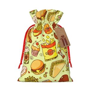 drawstrings christmas gift bags funny-fast-food-pizza presents wrapping bags xmas gift wrapping sacks pouches medium