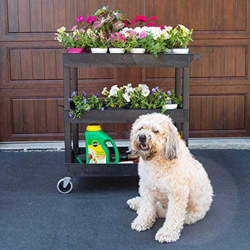 LUXOR EC111-B Tub Storage Cart 3 Shelves - Black,32" x 18"