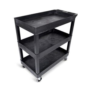 LUXOR EC111-B Tub Storage Cart 3 Shelves - Black,32" x 18"