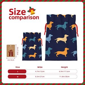 Drawstrings Christmas Gift Bags Dachshund-Blue-Orange-Dog Presents Wrapping Bags Xmas Gift Wrapping Sacks Pouches Medium