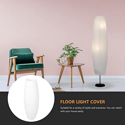 Beaupretty Paper Floor Lamp Shade Rice Paper Floor Lamp Cover Standing Corner Lamp Cover Light Bulb Cage Guard For Bedroom Living Room White