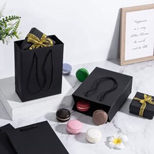 Black Gift Bags 50 Pack, Sdootjewelry Small Black Gift Bags, 5.1” x 2.4” x 7.5” Black Paper Bags with Handles, Black Mini Gift Bags, Shopping Bags for Small Business, Retail and Shopping