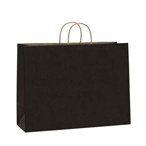 bagdream 25pcs 16x6x12 inches kraft paper bags with handles bulk gift bags shopping bags for grocery, merchandise, party, 100% recyclable large black paper bags
