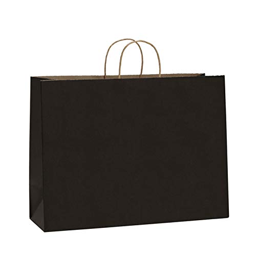 BagDream 25Pcs 16x6x12 Inches Kraft Paper Bags with Handles Bulk Gift Bags Shopping Bags for Grocery, Merchandise, Party, 100% Recyclable Large Black Paper Bags