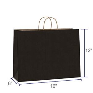 BagDream 25Pcs 16x6x12 Inches Kraft Paper Bags with Handles Bulk Gift Bags Shopping Bags for Grocery, Merchandise, Party, 100% Recyclable Large Black Paper Bags