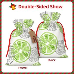 Drawstrings Christmas Gift Bags Lime-Watercolor-Doodle Presents Wrapping Bags Xmas Gift Wrapping Sacks Pouches Medium