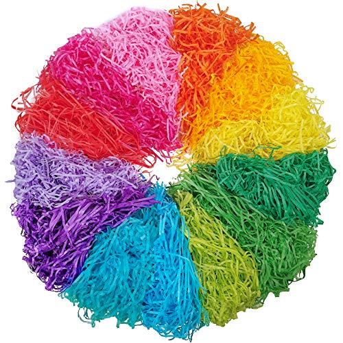 Supla 286 g (10 oz) 13 Colors Shredded Paper Easter Grass Easter Gift Bag Basket Grass Filler Stuffers Paper Shreds Grass in Hot Pink Yellow Dark Green Light Green Sky Blue Lavender for Easter Egg Hunt Party Decorations