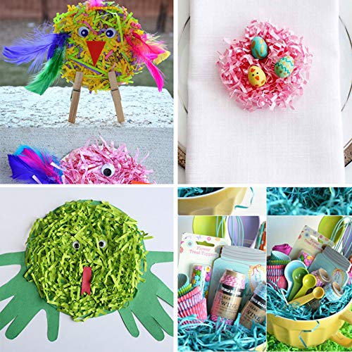 Supla 286 g (10 oz) 13 Colors Shredded Paper Easter Grass Easter Gift Bag Basket Grass Filler Stuffers Paper Shreds Grass in Hot Pink Yellow Dark Green Light Green Sky Blue Lavender for Easter Egg Hunt Party Decorations