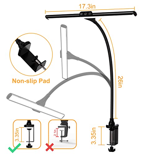 Desk Lamps for Home Office, Architect Desk Lamp with Clamp, LED Desktop Lamp Dimmable, Bright Office Lighting, 9W Modern Desk Lamp for Monitor (Black)