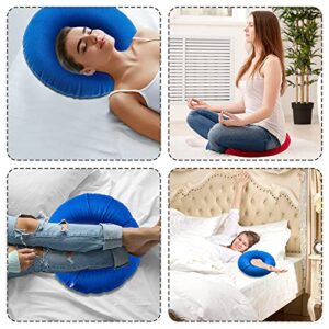 Zonon 2 Pieces Inflatable Donut Cushion Inflatable Ring Cushion Seat 15 Inch Round Inflatable Cushion Portable Donut Cushion Pillow for Home Office Chair Wheelchair Car, 2 Colors (Blue, Red)