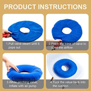 Zonon 2 Pieces Inflatable Donut Cushion Inflatable Ring Cushion Seat 15 Inch Round Inflatable Cushion Portable Donut Cushion Pillow for Home Office Chair Wheelchair Car, 2 Colors (Blue, Red)