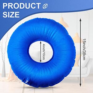 Zonon 2 Pieces Inflatable Donut Cushion Inflatable Ring Cushion Seat 15 Inch Round Inflatable Cushion Portable Donut Cushion Pillow for Home Office Chair Wheelchair Car, 2 Colors (Blue, Red)