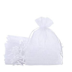 SumDirect 100PCS 6x9 Inches Organza Gift Bags with Drawstring-White