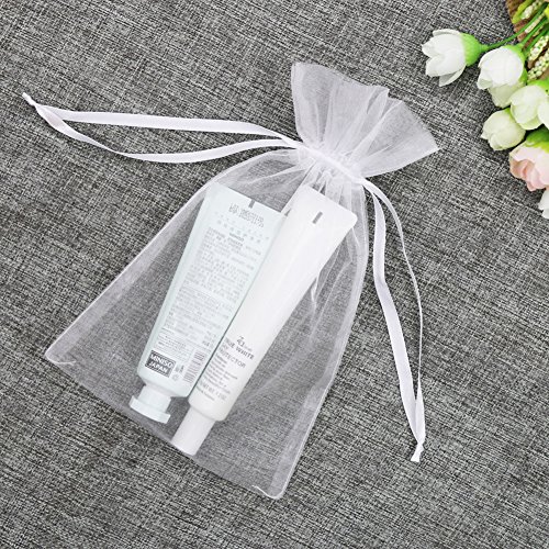 SumDirect 100PCS 6x9 Inches Organza Gift Bags with Drawstring-White