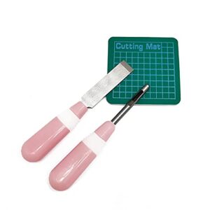 yicbor 3pcs/set sewing buttonhole cutter set for all kinds of leather cloth diy manual opening (pink)