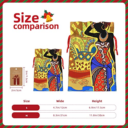 Drawstrings Christmas Gift Bags Africa-Black-Woman-African Presents Wrapping Bags Xmas Gift Wrapping Sacks Pouches Medium