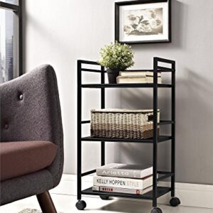 Ameriwood Home Marshall 3 Shelf Metal Rolling Utility Cart, Black