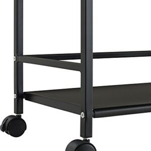 Ameriwood Home Marshall 3 Shelf Metal Rolling Utility Cart, Black