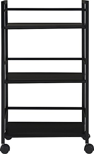 Ameriwood Home Marshall 3 Shelf Metal Rolling Utility Cart, Black