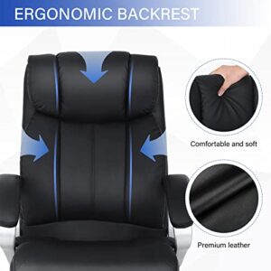 Home Office Chair Executive Desk Chair Ergonomic Computer Chair with Lumbar Support Headrest Armrest High Back Rolling Swivel Chair PU Leather Task Chair for Adults