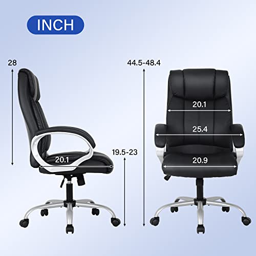 Home Office Chair Executive Desk Chair Ergonomic Computer Chair with Lumbar Support Headrest Armrest High Back Rolling Swivel Chair PU Leather Task Chair for Adults