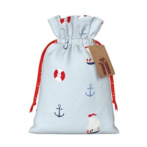 drawstrings christmas gift bags seagull-ocean-ship-anchor presents wrapping bags xmas gift wrapping sacks pouches medium