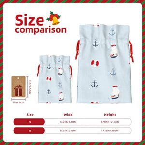 Drawstrings Christmas Gift Bags Seagull-Ocean-Ship-Anchor Presents Wrapping Bags Xmas Gift Wrapping Sacks Pouches Medium