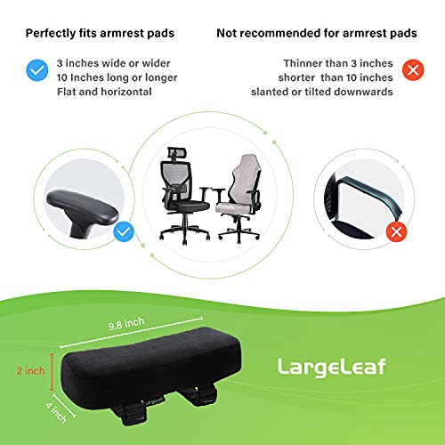 LargeLeaf Extra Thick 2 inches Chair armrest Cushions Elbow Pillow Pressure Relief Office Chair Gaming Chair armrest with Memory Foam armrest Pads 2-Piece Set of Chair (Black)