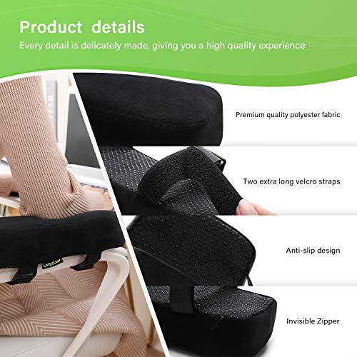 LargeLeaf Extra Thick 2 inches Chair armrest Cushions Elbow Pillow Pressure Relief Office Chair Gaming Chair armrest with Memory Foam armrest Pads 2-Piece Set of Chair (Black)