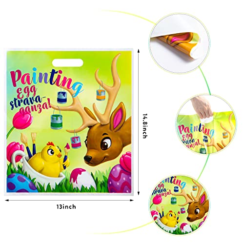 JOYIN 72 Pcs Easter Gift Bags 13" x 14.8", PE Easter Theme Gift Goodie Bags Party Treat Bags for Easter Egg Hunt, Easter Kids Party Favor Supplies