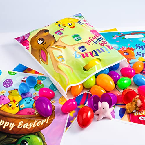 JOYIN 72 Pcs Easter Gift Bags 13" x 14.8", PE Easter Theme Gift Goodie Bags Party Treat Bags for Easter Egg Hunt, Easter Kids Party Favor Supplies