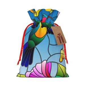 drawstrings christmas gift bags colorful-bird-floral-flower presents wrapping bags xmas gift wrapping sacks pouches medium