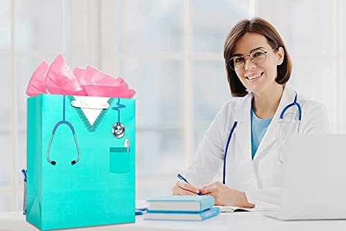 WHATSIGN Nurse Graduation Gifts Bag,Nurse Doctor Graduation Gift Bag,13" Large Gift Bag with Tissue Paper and Card for Nurse Doctor Medical School Graduate,Occupational Therapist,Nurses Party Supplies