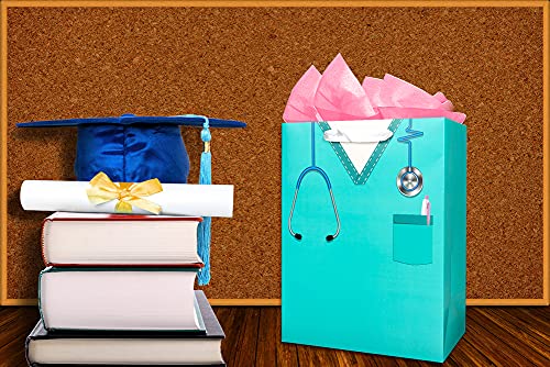 WHATSIGN Nurse Graduation Gifts Bag,Nurse Doctor Graduation Gift Bag,13" Large Gift Bag with Tissue Paper and Card for Nurse Doctor Medical School Graduate,Occupational Therapist,Nurses Party Supplies