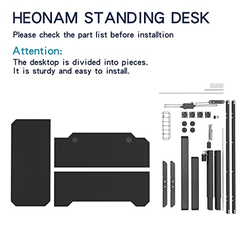 L-Shaped Electric Standing Desk, 59 Inches Height Adjustable Stand up Table with 4 Memory Settings, Sit Stand Home Office Desk with Black Frame & Top