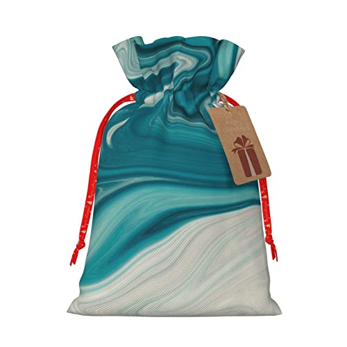 Drawstrings Christmas Gift Bags Blue-White-Pigment-Mix Presents Wrapping Bags Xmas Gift Wrapping Sacks Pouches Medium