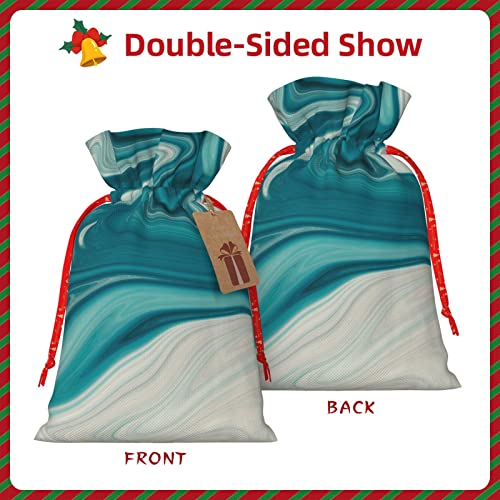 Drawstrings Christmas Gift Bags Blue-White-Pigment-Mix Presents Wrapping Bags Xmas Gift Wrapping Sacks Pouches Medium
