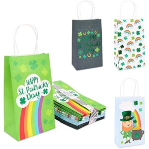 sparkle and bash st. patrick’s party favor gift bags, 4 designs (9 x 5.3 x 3.15 in, 24 pack)