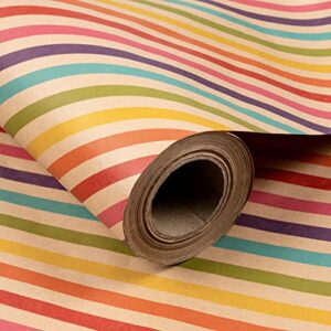 ruspepa kraft wrapping paper roll – rainbow stripe pattern – 24 inches x 100 feet