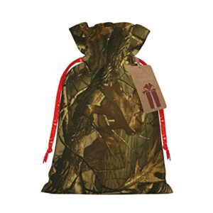 drawstrings christmas gift bags outdoor-hunting-nature-print presents wrapping bags xmas gift wrapping sacks pouches medium