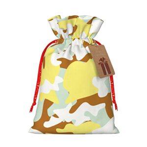 drawstrings christmas gift bags light-yellow-camouflage-desert presents wrapping bags xmas gift wrapping sacks pouches medium