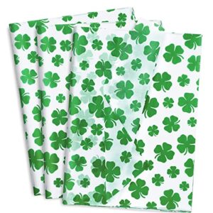 whaline st. patrick’s day tissue paper watercolor shamrock wrapping paper green clover gift wrapping paper art paper for home diy gift bags party favor decor, 14 x 20 inch, 100 sheet