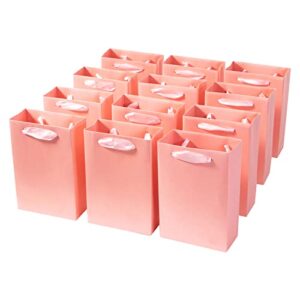 dasofine pink gift bags 12 pack 5.03‘’ × 2.36‘’ × 7.40‘’ small gift bags paper party favor bag with handle, retail bag for shopping, school, office