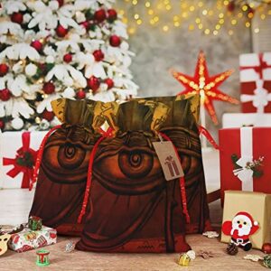 Drawstrings Christmas Gift Bags Egyptian-Eye-Egypt-Orange Presents Wrapping Bags Xmas Gift Wrapping Sacks Pouches Medium