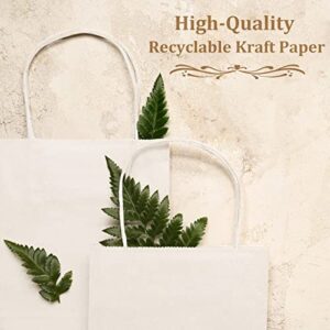 Poever White Paper Bags with Handles 10x5x13 Kraft Gift Bags 100 PCS Bulk, Large Shopping Bags Party Favor Bags Goodie Bags Grocery Bags Merchandise Bags for Packaging Products Recyclable