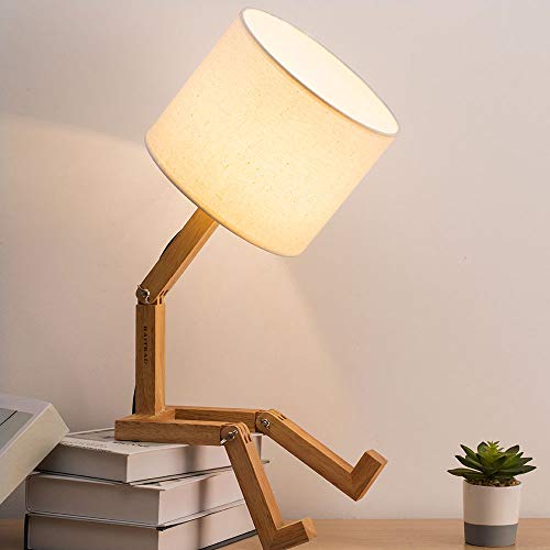 HAITRAL Cute Desk Lamp - Creative Table Lamp With Wood Base Changeable Shape Desk Lamp for Bedroom, Study, Office, Kids Room