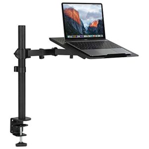 mount-it! laptop desk stand mount | articulating vented laptop tray mount | fully adjustable laptop arm mount | single laptop desk extension with c-clamp | heavy-duty laptop desk stand (mi-4352lt)