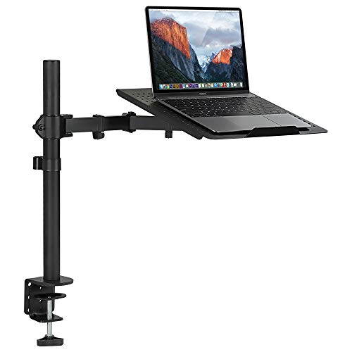 Mount-It! Laptop Desk Stand Mount | Articulating Vented Laptop Tray Mount | Fully Adjustable Laptop Arm Mount | Single Laptop Desk Extension with C-Clamp | Heavy-Duty Laptop Desk Stand (MI-4352LT)