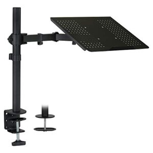 Mount-It! Laptop Desk Stand Mount | Articulating Vented Laptop Tray Mount | Fully Adjustable Laptop Arm Mount | Single Laptop Desk Extension with C-Clamp | Heavy-Duty Laptop Desk Stand (MI-4352LT)