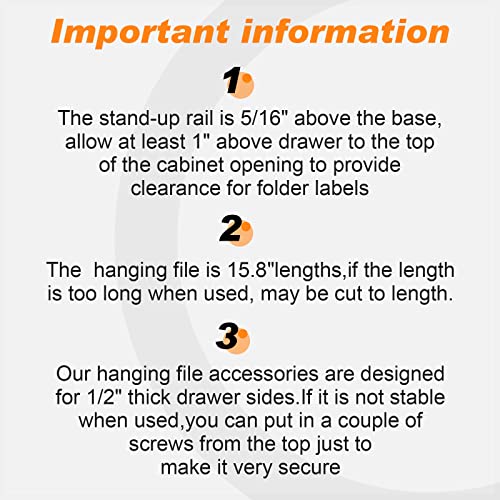 6 Pcs PVC Drawer Hanging File Rails Black File Cabinet Rails Hanging File Cabinet Rails File Drawer Rails for 1/2 Drawer Sides Letter Size File Storage Hanging File Organizer, 16 Inches Long